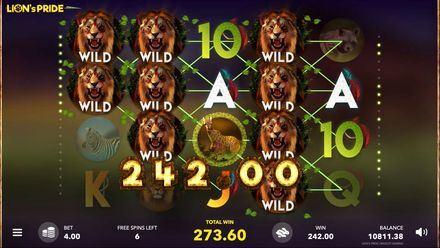 Free Spins feature with Extra Wilds stacks